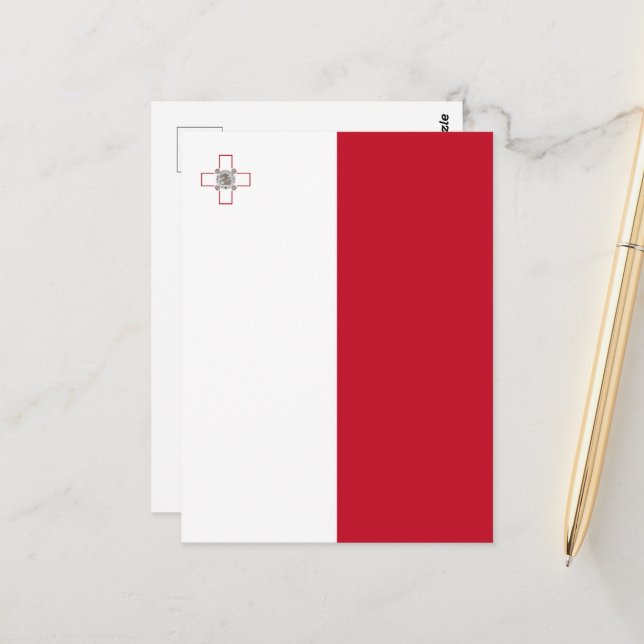 Malta-Flagge Postkarte (Vorderseite/Rückseite Beispiel)