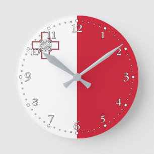 Malta-Flagge Runde Wanduhr