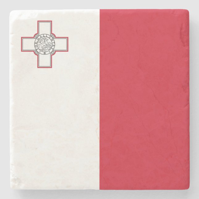 Malta-Flagge Steinuntersetzer (Vorderseite)