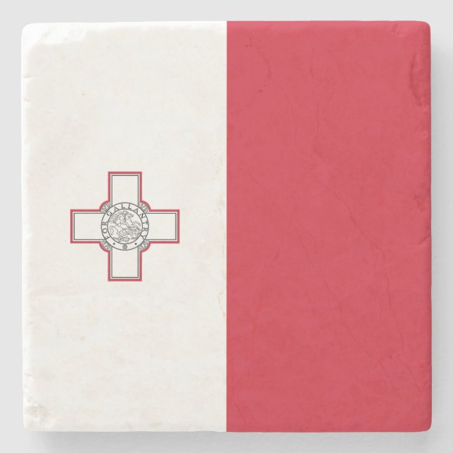 Malta-Flagge Steinuntersetzer (Vorderseite)