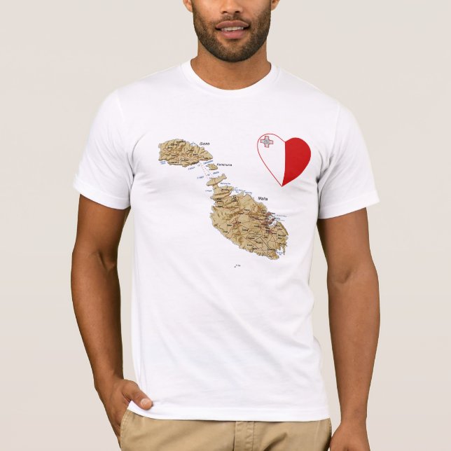 Malta-Flaggen-Herz und Karten-T - Shirt (Vorderseite)