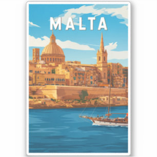 Malta Illustration Reise Kunst Vintage Aufkleber