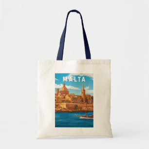 Malta Illustration Reise Kunst Vintage Tragetasche