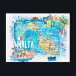 Malta Illustriert Island Reiseplan mit Straßen Postkarte<br><div class="desc">Malta Illustriert Island Reiseplan mit Straßen und Highlights</div>