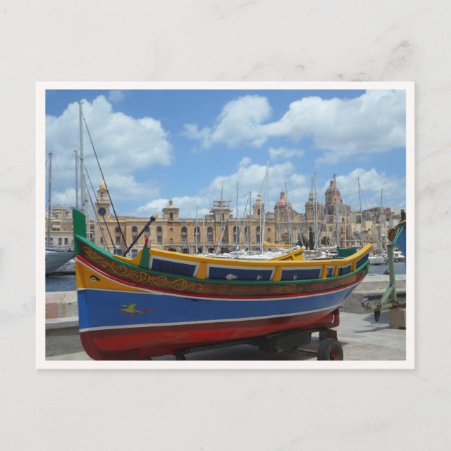 Malta Insel Gozo Fischerboot Foto Postkarte (Vorderseite)