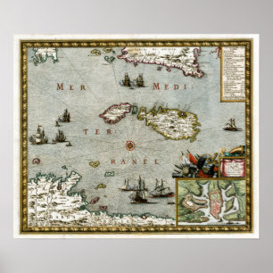 Malta-Karte 1723 Poster