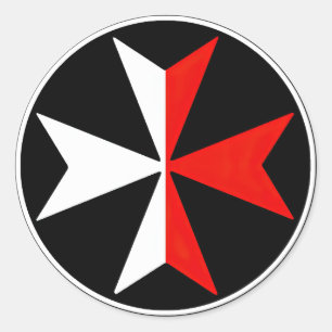 Malta Knights Cross Sticker White and Red Malteser