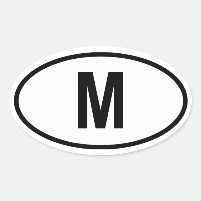 Malta ‚M‘ Ovaler Aufkleber (Vorderseite)