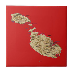 Malta Map Tile Fliese
