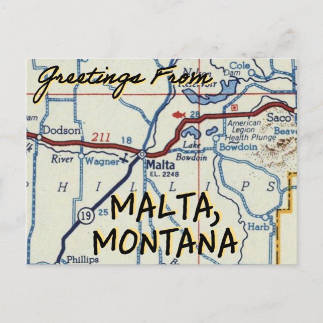 Malta Montana Vintage Karte (Vorderseite)
