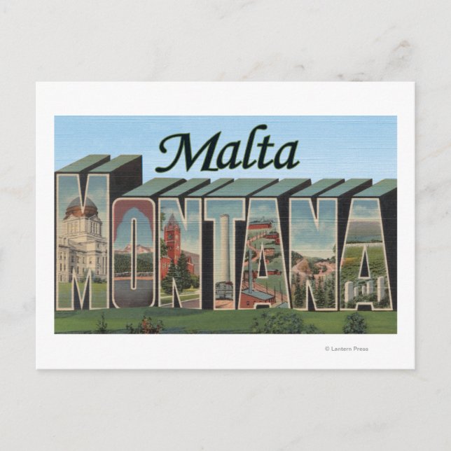 Malta, MontanaGroße Letter ScenesMalta, MT Postkarte (Vorderseite)