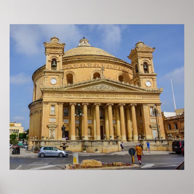 Malta Mosta Rotunda Mediterranean Island Photo Poster (Vorne)
