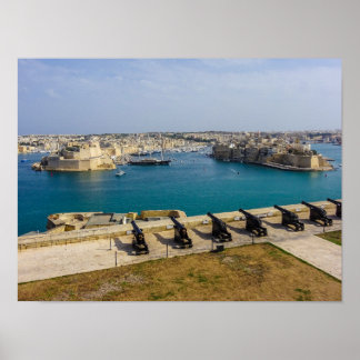 Malta Salutierbatterie Kanonen Grand Harbour Poster