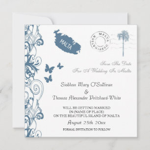 Malta Save the Date auf Malta Blue Einladung