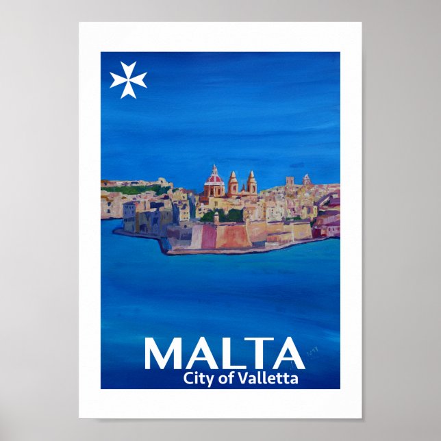 Malta Stadt Valetta Retro Poster (Vorne)