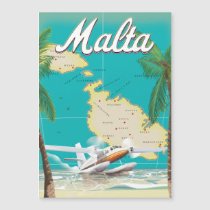 Malta Strand & Karte Reiseplakat