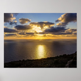 Malta Sunset Over Mediterranean Sea Photography Poster