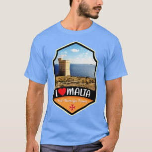 Malta TalHamrija Tower and Filfla Island T-Shirt