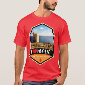 Malta TalHamrija Tower and Filfla Island T-Shirt