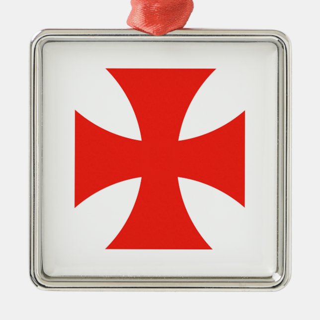 Malta Tempel Ritter rotes Kreuzreligiössel Silbernes Ornament (Vorne)