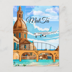 Malta Travel Postcard, Valletta Travel Postcard, M Postkarte