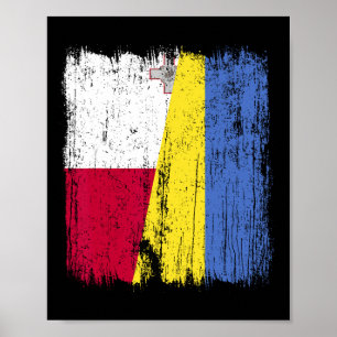 Malta Ukraine Halbflagge Maltesisches Ukrainisches Poster
