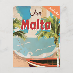 Malta Urlaub Vintage Reiseplakat. Postkarte