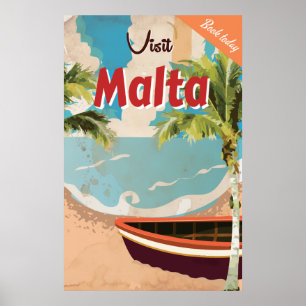 Malta Urlaub Vintage-Reiseposter. Poster