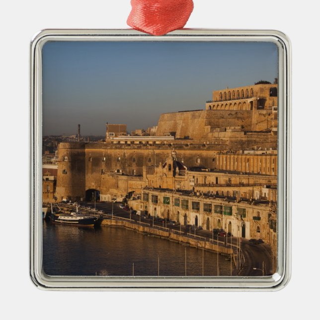 Malta, Valletta, Hafenblick von Lower Barrakka Silbernes Ornament (Vorne)