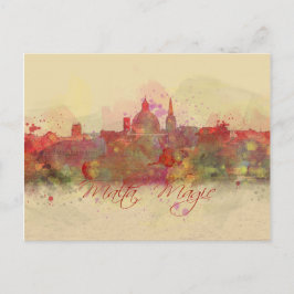 Malta Valletta Red Coastline Watercolor Postkarte