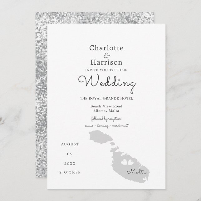 Malta Wedding Destination Einladung (Vorne/Hinten)