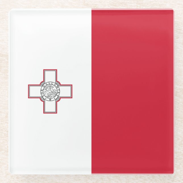 Maltaflagge Glasuntersetzer (Vorderseite)