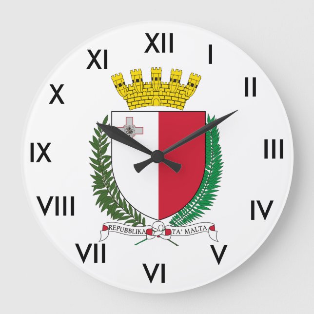 Maltas Wappen-Uhr Große Wanduhr (Vorderseite)