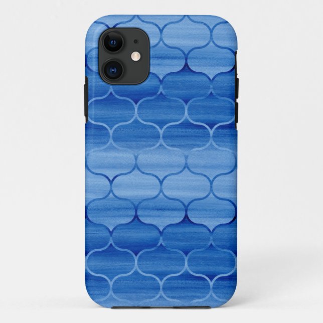 Malte blaue Aquarellfarben-Ogee-Design Case-Mate iPhone Hülle (Rückseite)