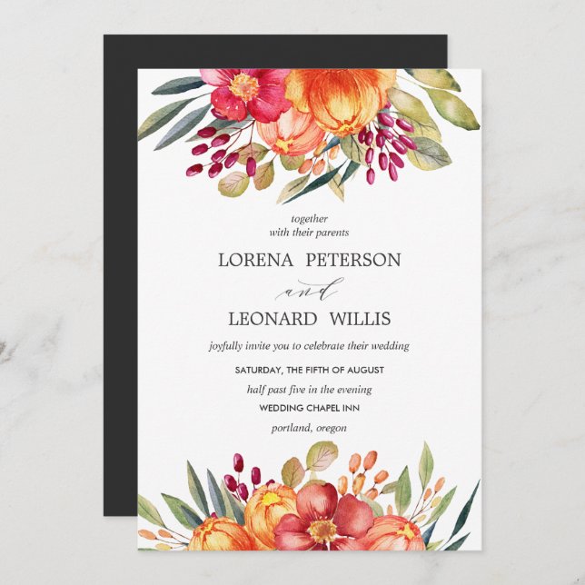 Malte Blume Moderne ELEGANTE Rustikale Vertikale Einladung (Vorne/Hinten)