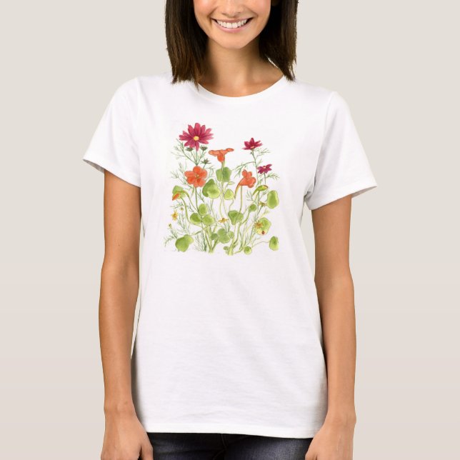 Malte Daisy Ladybugs Nasturtium-Blume T-Shirt (Vorderseite)