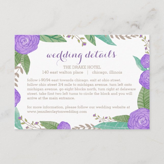 Malte Florals Hochzeitskarte Begleitkarte (Vorderseite)