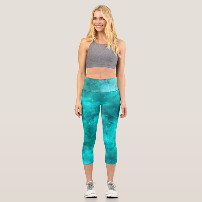 Malte Galaxy Serie Design 16 Gewebepapier Capri Leggings (Vorderseite)