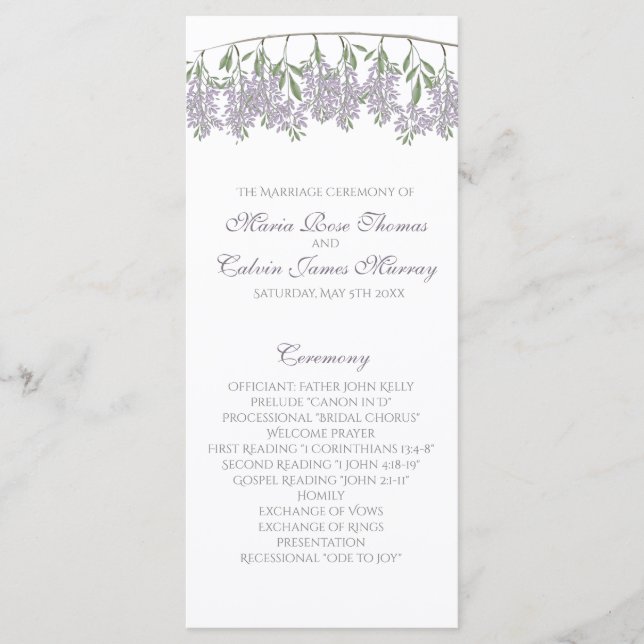 Malte Wisteria Wedding Program Programm (Vorderseite)