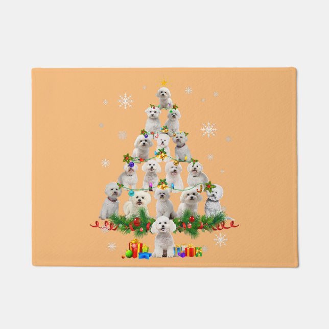 Maltehund Weihnachtsbaumlichter Weihnachtshund Fußmatte (Vorderseite)