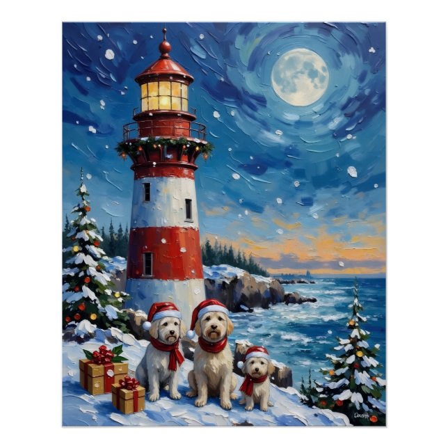 Maltese Christmas Lighthouse Holiday Poster (Vorderseite)