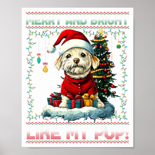 Maltese Christmas Tree Lights Decorations Dog Love Poster (Vorne)