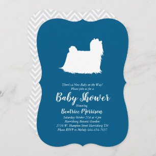 Maltese Dog Baby Shower Blue Boy Einladung