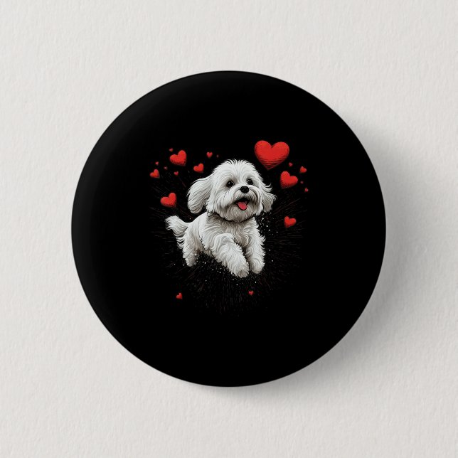 Maltese Dog Love Heart For Valentines Day Maltese  Button (Vorderseite)