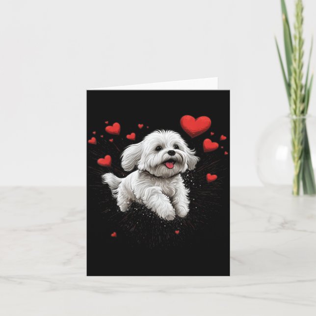 Maltese Dog Love Heart For Valentines Day Maltese  Karte (Vorderseite)