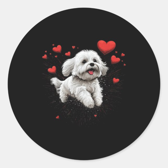 Maltese Dog Love Heart For Valentines Day Maltese  Runder Aufkleber (Vorderseite)