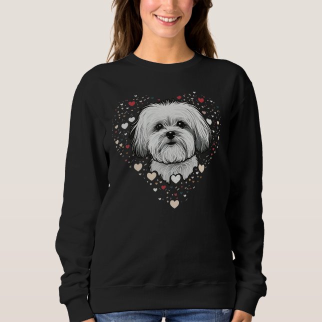 Maltese dog Love Heart for Valentines Day Maltese  Sweatshirt (Vorderseite)