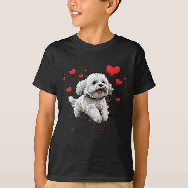 Maltese Dog Love Heart For Valentines Day Maltese  T-Shirt (Vorderseite)
