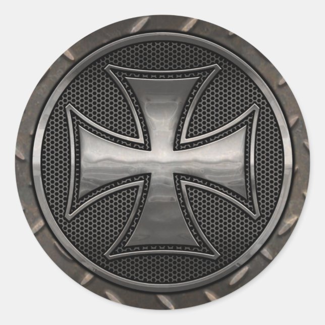 Maltese Gridiron Runder Aufkleber (Vorderseite)