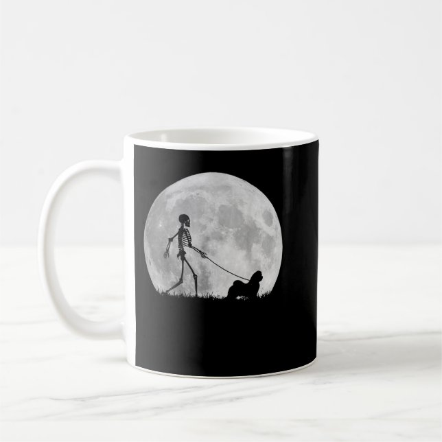 Maltese Halloween Skeleton Funny Dog Youth Kid Gir Kaffeetasse (Links)
